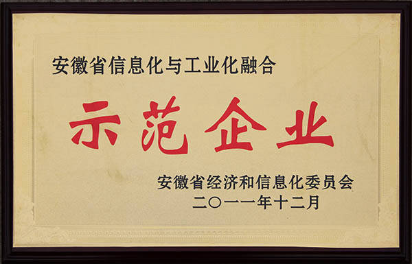 安徽省兩化融合示范企業 安徽省兩化融合示范企業